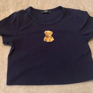 Kids Navy Blue Teddy Bear T-Shirt